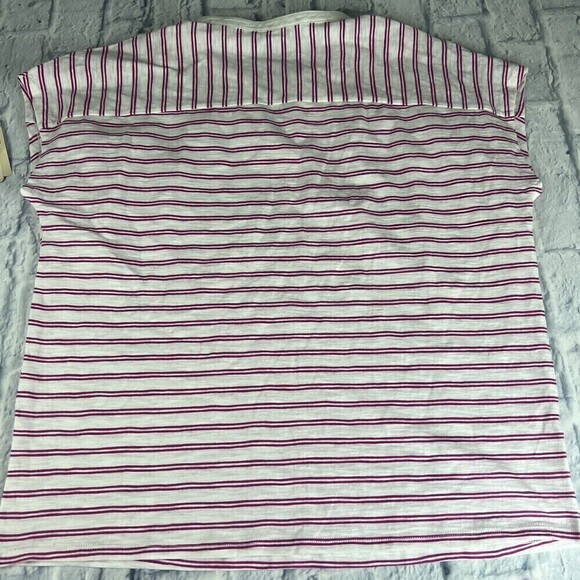 St Johns Bay Petite Large PL Pink Stripe Cap Sleeve V-Neck Pullover Shirt NEW - Picture 2 of 7